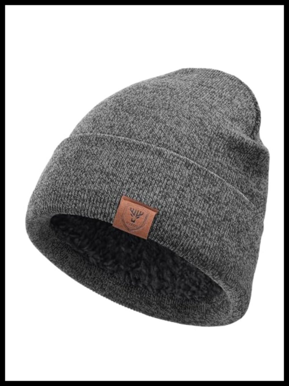 Fleece Lined Cuffed Beanie Winter Hat Thermal Knit Skull Cap